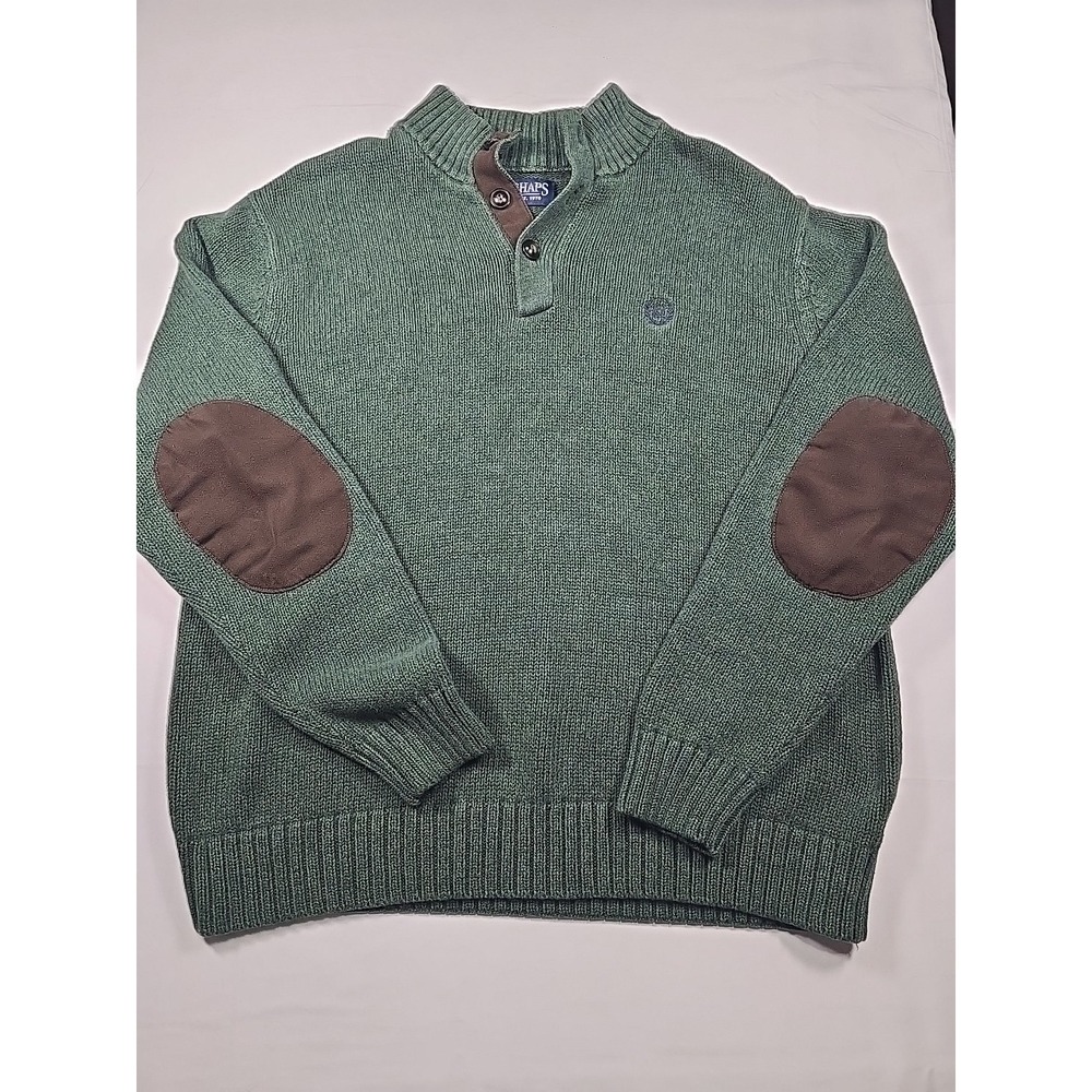 Chaps Ralph Lauren Mock Neck Sweater Green Old Money Men's